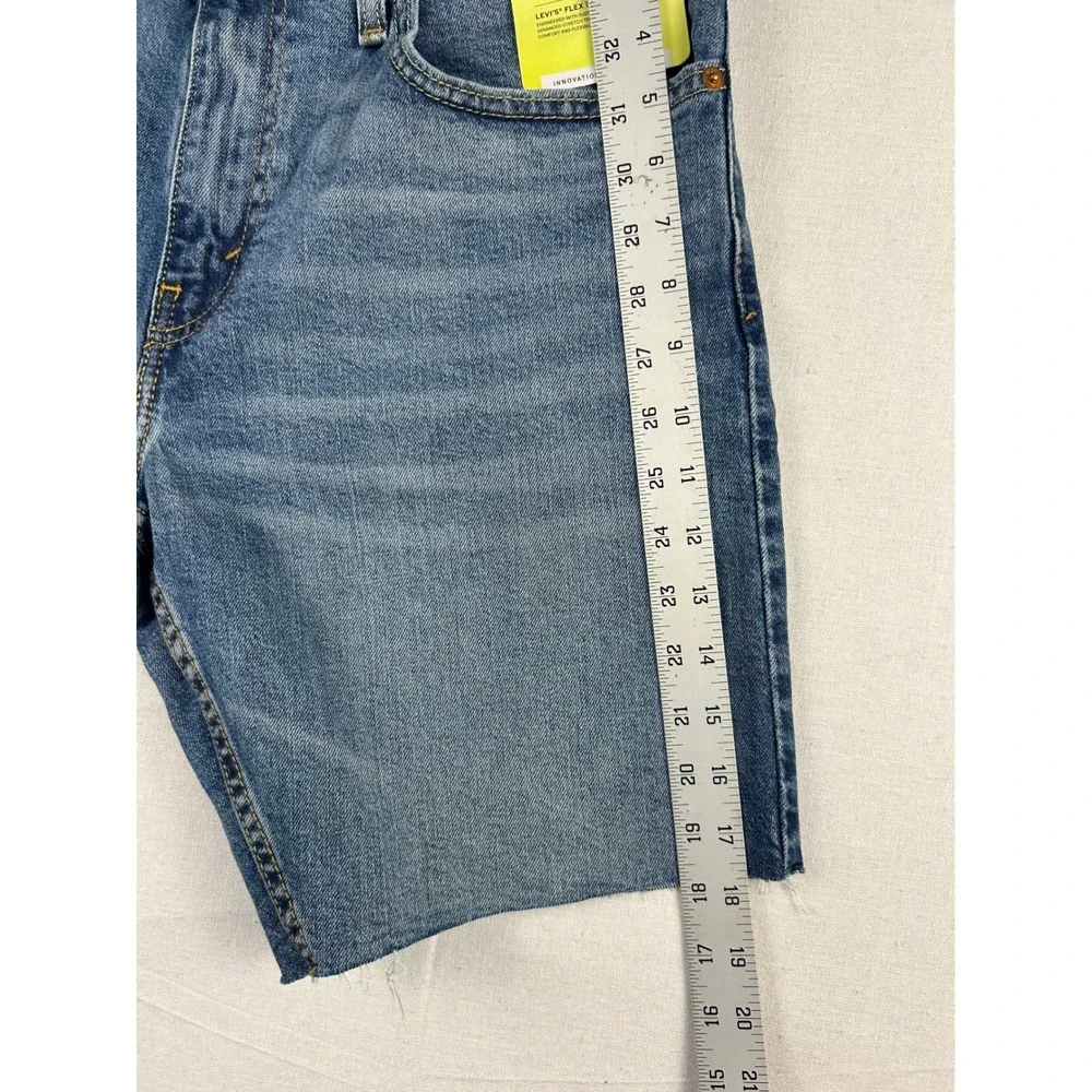 Levis 412 Slim Shorts Mens 34 Blue Denim Flex Stretch Cut Off Raw Hem 39387-0016